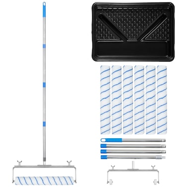Gtouse 12 Pcs Large Paint Roller Kit,12-18" Adjustable Roller Frame &amp; Thickened Extendable 1-5 Ft Steel Pole Paint Roller Set,18" Paint Roller Sleeves 23.6'' Paint Roller Tray for Wall Ceiling