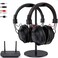 ROSIDA Dual Wireless Headphones for TV Watching with Transmitter, Headset Stand, TV Headphones for Seniors, 295FT Range with Optical, AUX, RCA,USB, High Volume Control, Long Playtime, No Delay, Black