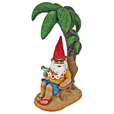 Design Toscano Garden Gnome Statue - Beach Comber Gnome Dude - Outdoor Garden Gnomes - Funny Lawn Gnome Statues, Twin