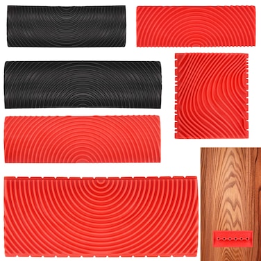 Worldity 6Pcs Wood Graining Tool, Wall Texture Roller, Empaistic Wood Graining Tool Wood Texture, DIY Rubber Graining Tool Paint Look Like Wood for Wall Floor Room Art Decoration