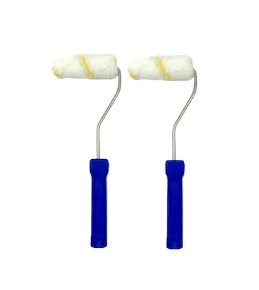 BRUFER 47142 Premium 4" Mini-Paint Roller Set Includes (2) 12" Roller Frames and Two (2) Pieces of 4" Mini Paint Roller Covers - Perfect for Painting Baseboards, Door Frames, and Tight Corners