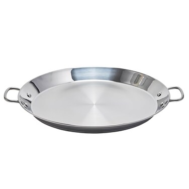 Garcima Stainless Steel 14-inch Flat Bottom Paella Pan, 36cm For use on Smoothtop and Induction Stoves Made in Spain