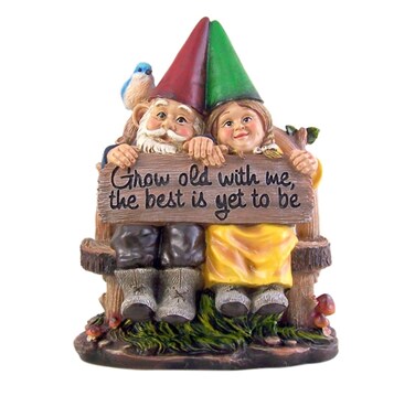 Sitting Gnome Couple Garden Statue 11 1/2 Inch