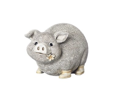 Roman 6" H Pig in Rain Boots Statue Pudgy Pals, Garden Decor