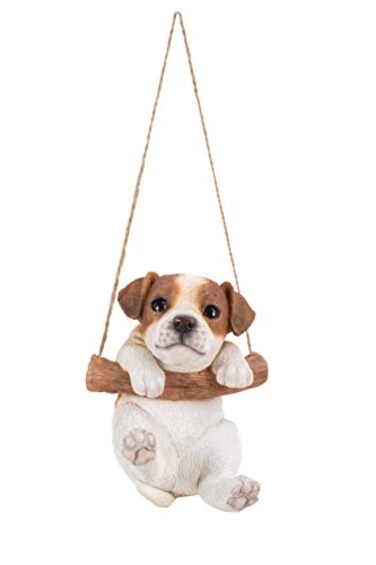 Hi-Line Gift Ltd, Hanging Pet Pals Jack Russell Terrier Puppy, 5-inch Height, Indoor Outdoor Statue Figurine
