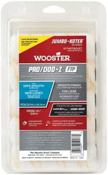 Wooster RR582-4 Jumbo-Koter Pro/Doo-Z FTP 1/2" Paint Rollers, 4.5 Inch, Red