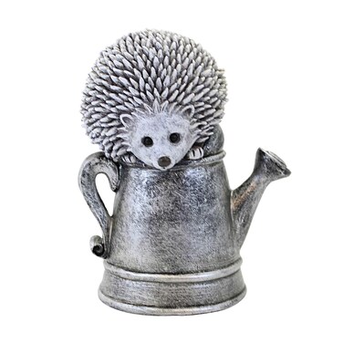 Roman Inc. 9" H Hedgehogin Watercan Pudgy Pals Garden Statue, Outdoor Decor