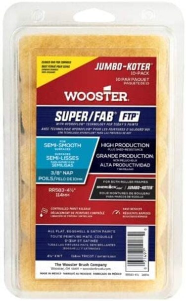 Wooster RR583-4 1/2 Jumbo-Koter Super/Fab FTP 3/8" Paint Rollers, 4.5 Inch, Red