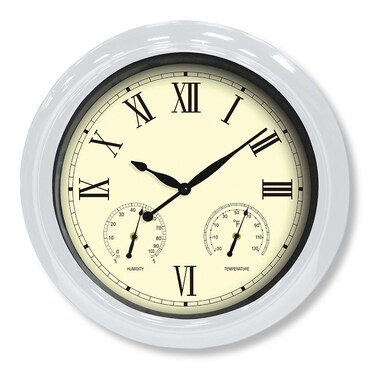 Poolmaster 52557 18" Clock/ Thermometer/Hygrometer - White