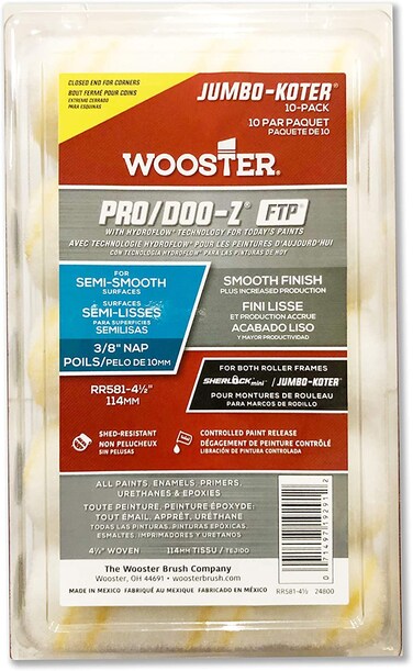 Wooster Jumbo-Koter Pro/Doo-Z FTP 3/8" Paint Rollers, 4.5 Inch, Red