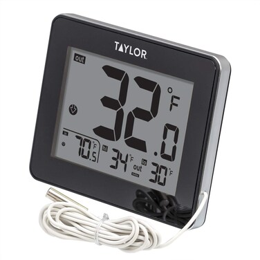 Taylor Wired Digital Indoor/Outdoor Thermometer with Easy-to-Read LED Display, Wired Probe Sensor for Home, Office, Greenhouse, Nursery, and Indoor Areas, White