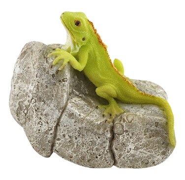 Top Collection Miniature Fairy Garden and Terrarium Iguana on Rock Statue