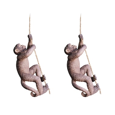 Design Toscano NG932154 Makokou The Climbing Monkey Hanging Rope Sculptures: Set of Two, Set of 2