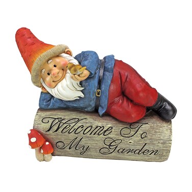 Garden Gnome Statue - Gideon the Garden Gnome Welcome Sign - Lawn Gnome
