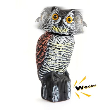 XYSFUZD Fake Owl with Rotating Head and Sound, Plastic Owl Statues for Garden
