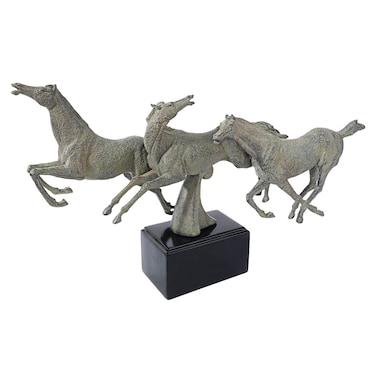 Design Toscano Wild Stallion Horses Statue, Verdigris