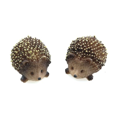 TAODAN Mini Hedgehog Figurine 2PCS Lively Resin Statues Animals Figurines Pet Sculptures Fairy Wild Miniature Garden Accessories for Micro Landscape Plant Pots Bonsai Craft Decor