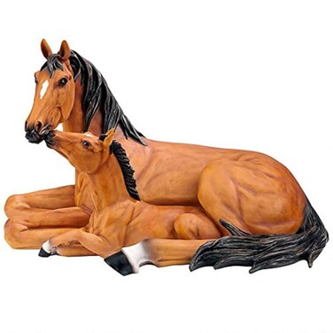 Design Toscano AL307690 Motherly Love Pony Foal and Mare Horse Statue, Full Color