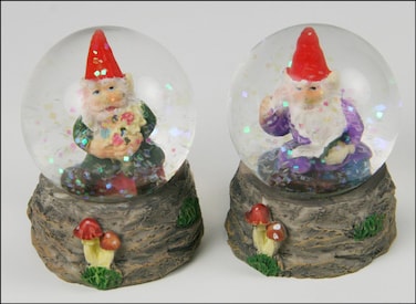 WorldWideSlides Mythical Miniature Gnomes in Domes - Set of 2 Gnomes in Domes, Dreaming and Reading