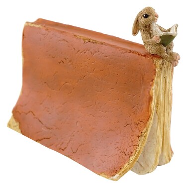 Top Collection 4518 Bunny Reading on Book Resin Figurines, Brown, Tan