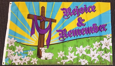 Easter Rejoice &amp; Remember Flag 3x5ft Poly