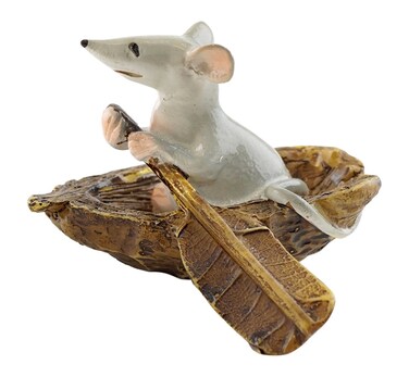 Top Collection Miniature Fairy Garden &amp; Terrarium Mouse Rowing Boat Statue