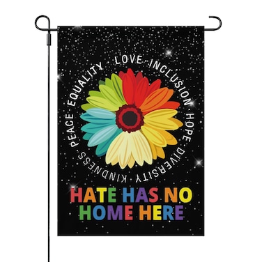 Hate Has No Home Here Garden Flag One SizeUnique Outdoor Flags Double Sided for Yard Funny Garden Flags One Size Double Sided Outdoor Sign Hate Has No Home Here Sided Garden Flag