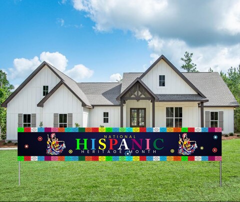 Latino Hispanic Month Celebrating Outdoor Banner Flag with Brass Grommets,Hispanic/Heritage Countries Flag Pattern Large Sign House Banner Yard Lawn Outdoor Decor 98X18&#39;&#39;