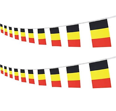Belgium Belgian String Banner Flag,16 ft 20 Mini Flags String, 5.5 x 8.2 Inch String Flag Banner, Indoor and Outdoor Party Decorations.
