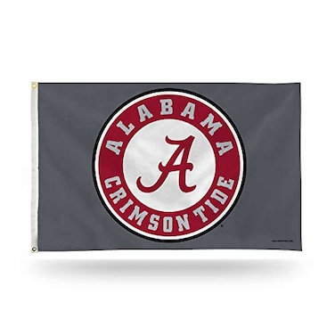 Rico Industries NCAA Alabama Crimson Tide Round Logo Grey 3' x 5' Banner Flag Single Sided - Indoor or Outdoor - Home D&eacute;cor