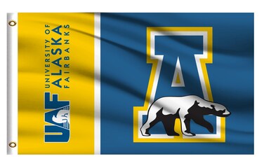 College Flag Outdoor Compatible for Alaska Fairbanks Nanooks,Outside 3x5 Banner, Double Sided