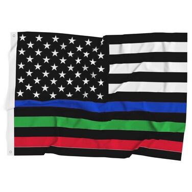 Thin Blue Green and Red Line Flag United States Banner Polyester 3x5 Foot Flags Vivid Color and UV Fade Resistant Flag Outdoor Banner