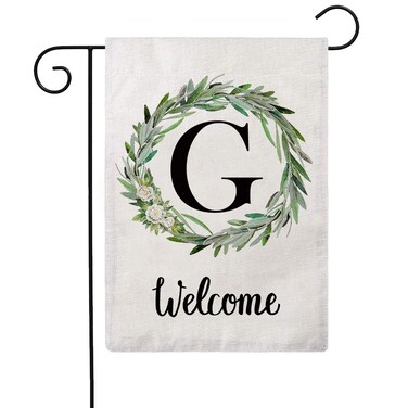 ULOVE LOVE YOURSELF Welcome Decorative Garden Flags with Letter G/Olive Wreath Double Sided House Yard Patio Outdoor Garden Flags Small Garden Flag 12.5&times;18 Inch