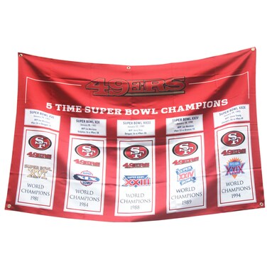 SF '49ers 5 in 1 Football World Champions Big Flag 3x5 Outdoor/Indoor Garden Huge Championship Banners Gifts for Youth Mens Boys Kids
