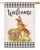 Welcome Easter Garden Flag, 28 x 40 inch Double Sided Vertical Burlap Easter House Flag, Rabbit Bunny Eggs Banners for Farmhouse Yard House Outdoor Spring Easter Decorations