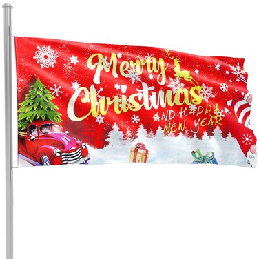 Christmas Flag 3x5 Ft,Large Merry Christmas House Flags for Outside, Merry Christmas Garden Flag with Grommets, Winter Christmas Flag for Outdoor Yard Decorations Holiday Banner