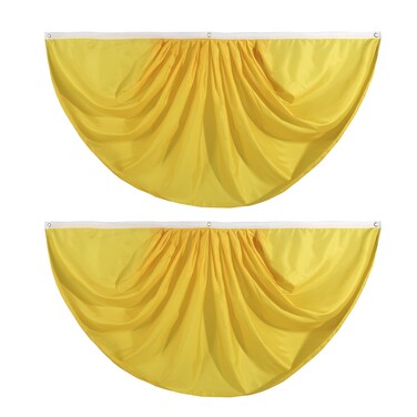 Yellow Pure Solid Colour Pleated Fan Flag Bunting 3 x 6 Ft Colour Pleated 2 Pcs Fan Flag Banner Indoor/Outdoor/Front Porch Decorations, Colour Half Fan Flag Patriotic Holiday Decorations.