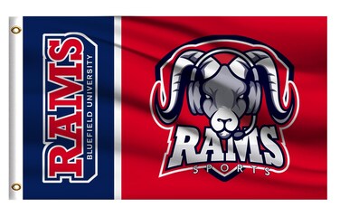 College Flag Outdoor Compatible for Bluefield University Rams,Outside 3x5 Banner, Double Sided