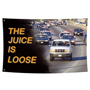 The Juice is Loose Flag OJ Simpson Flag Banner （3 x 5ft） for Room Decor, Cave Wall Flag,Outdoor, Parties, Gift, College Dorm, Durable UV Resistance Fading with Four Brass Grommets