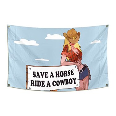 Save a Horse Ride a Cowboy Flag 3x5Ft Banner For College Dorm Room Man Cave Frat Wall Outdoor Dec&hellip;