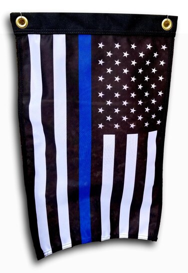 US Flag Factory - 12x18 Inch American Thin Blue Line Flag for Police Officers - Blue Lives Matter Flag - Made in America - Outdoor SolarMac Flag - Grommets