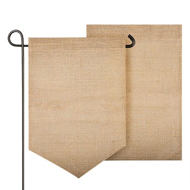 2 Pack Garden Flags for outside,Sonku Blank Burlap Flags for DIY,Festive Holiday Yard Outdoor Decorative Flag 12"x18"-(Triangle,Rectangle)