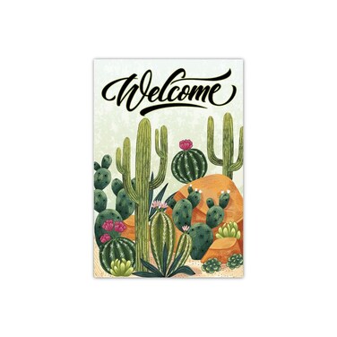 MELTELOT Gobi Cactus Flower Welcome, 12.5 x 18 inches Double Sided Rustic Farmhouse Garden Flag, Spring Summer Autumn Seasonal Decorations, Polyester, Weather Resistant, Outdoor