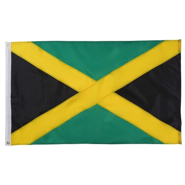 SYII Jamaican Flag 3x5 Feet, Jamaica National Flags with 2 Brass Grommets and Embroidered Sewn Stripes, Heavy Duty Polyester Outdoor Banner