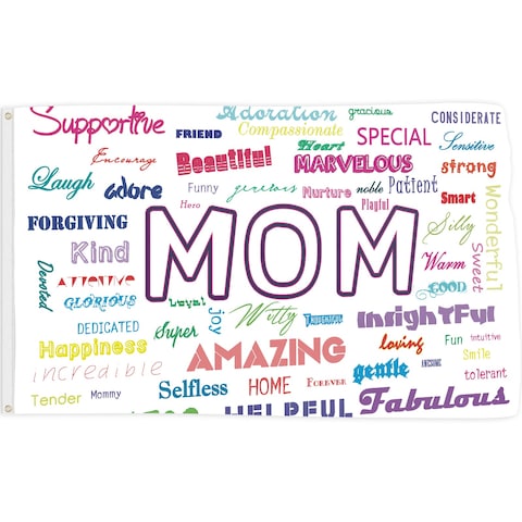 Probsin Mother&#39;s Day Flag 3x5 Ft Double Printed Banner Decorations Multiple Honor Words Backdrop Yard Sign Holiday Party Supplies for Indoor Outdoor Garden Home Porch Welcome Lawn Photography