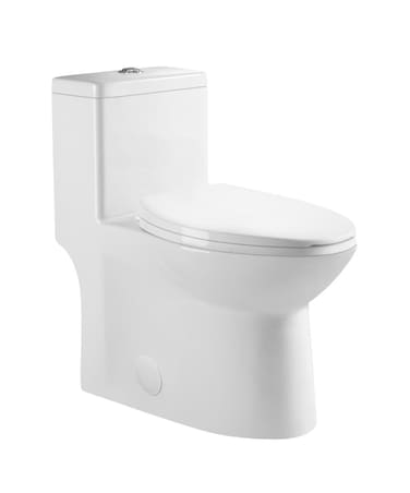 DeerValley Symmetry One Piece Toilet, Dual Flush 1.1/1.6 GPF Elongated Standard Toilet for Bathroom, Toilets with Comfortable Seat Height (Seat Included) (White)