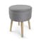 Humble Crew Upholstered Round Storage Ottoman with Tray, Velvet Grey