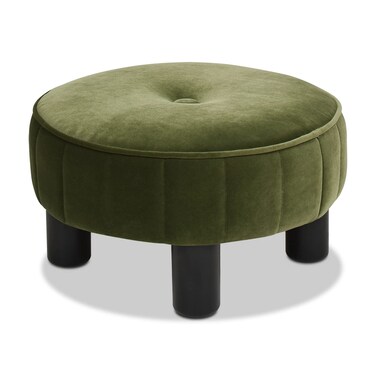 Jennifer Taylor Home Pacifica 16" Round Footstool Ottoman, Olive Green Performance Velvet