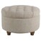 Benjara Wooden Ottoman with Tufted Lift Off Lid Storage, Beige and Brown