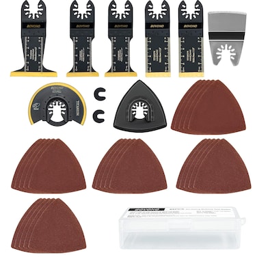 35PCS Oscillating Saw Blades BOVONO Univertsal Oscillating Multitool Titanium Saw Blades Kit for Cutting Wood, Metal, Nail Screws, and Plastic Quick Release Oscillating Tool Blades Fit Multiple Models